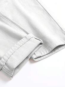 Men's Solid Color Casual Loose Fit Jeans - White - View 4