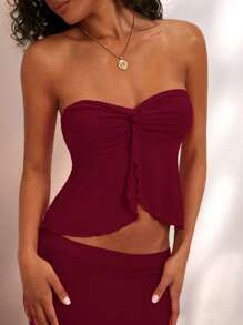 Opulessa Summer Holiday Plain Knitted Slim Fit Women's 2pcs Set Tall Women,Sexy Two Pieces,Party