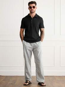 Forever 21 Męska koszulka polo z krótkim rękawem w kolorze czarnym