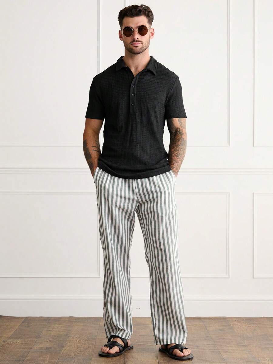 Forever 21 Męska koszulka polo z krótkim rękawem w kolorze czarnym