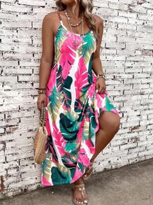 Đầm Maxi In Hình Cây Cỡ Lớn Cho Kỳ Nghỉ Thường Ngày Phù Hợp Với Trang Phục Mùa Hè Cho Phụ Nữ - Màu Hồng Tươi - Xem 6