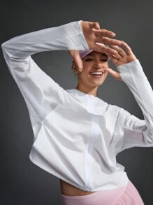 SHEIN Sport Gameset Sportjacke mit fester Kapuze und langen Ärmeln