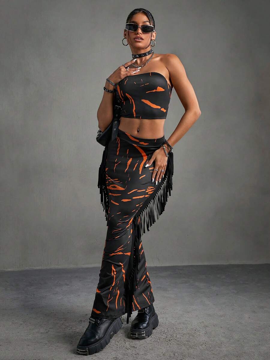 Gameset SHEIN Sport Set sport cu franjuri cu imprimeu grafic