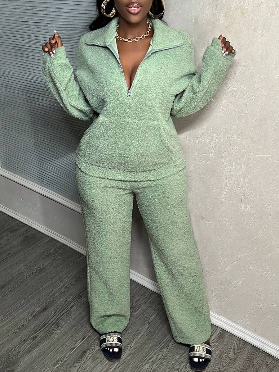 Slaydiva 休閒寬鬆淺綠色2入組女士家居服 - 綠色 - 查看 1