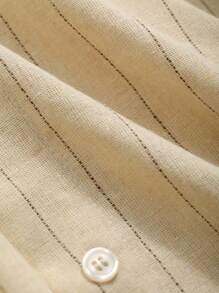 DAZY Vertical Striped Button Front Shirt Fall - Khaki - View 8