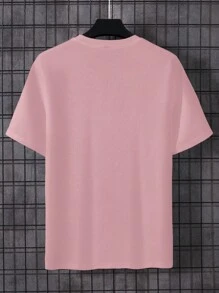 Manfinity Homme 男士純色釦前T恤 - 粉色 - 查看 2