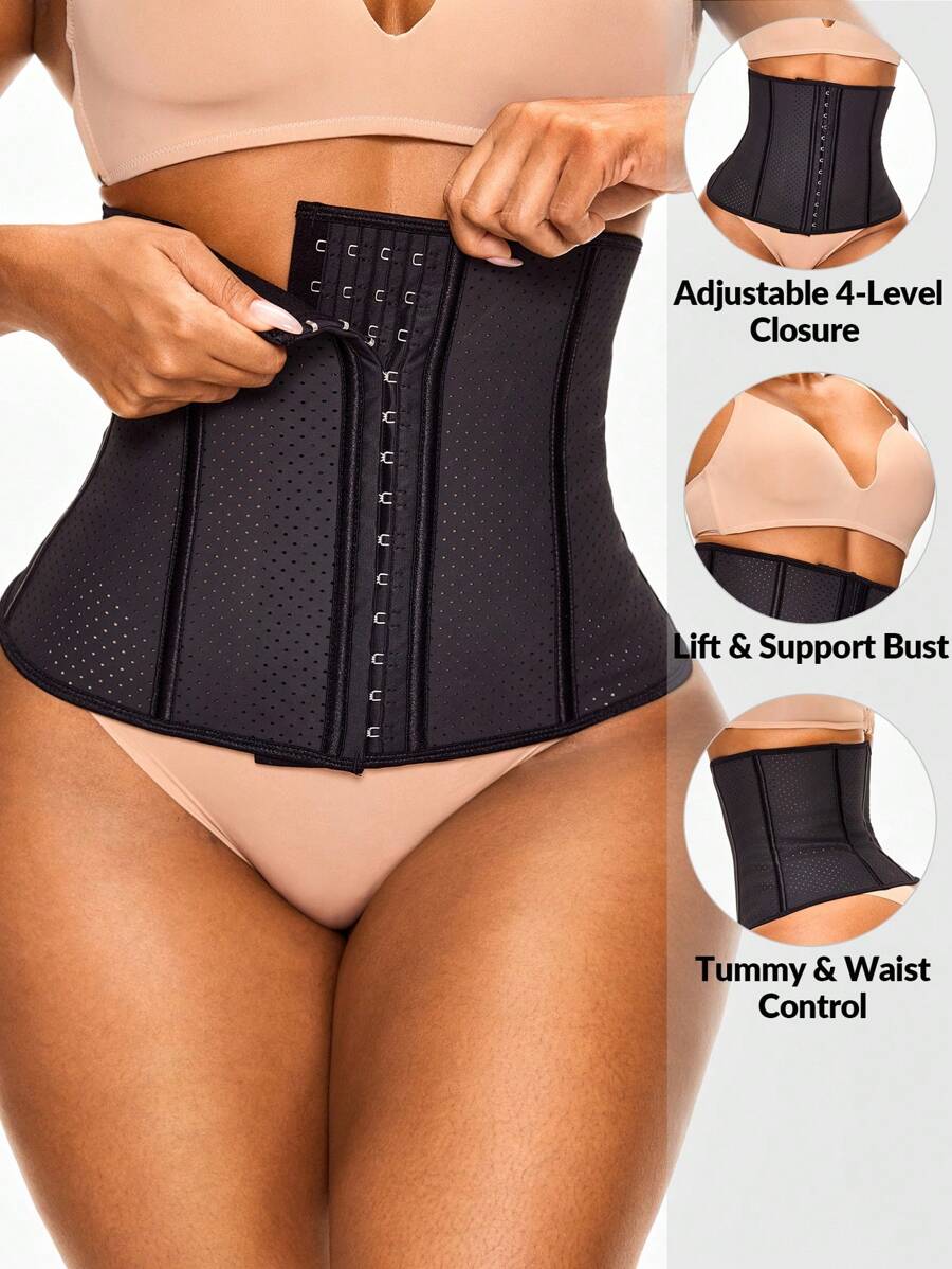 SHAPORA Sculpting Waist Trainer With Adjustable 4-Level Closure Shapewear Body Shaper -Tummy Waist Control - Black - View 1