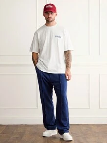 Forever 21 Men's Drawstring Jogger Raw Edge Sweatpants - Navy Blue - View 5