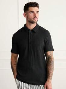 Forever 21 Męska koszulka polo z krótkim rękawem w kolorze czarnym
