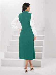 Modelyn Váy cổ có ve áo đôi màu sắc - màu xanh lá - Xem 2