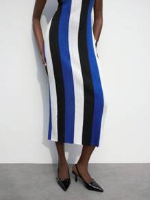 Maija 女士寬條紋彩塊針織裙，配飾裝飾 - 彩色 - 查看 6