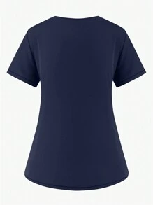 Women's Matte Stretch Jogging Nurse Uniform Scrub Top And Pants Set With Pockets, Breathable Brush Hand Clothing