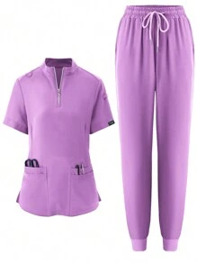Scrub Uniform dla kobiet, elastyczny materiał dresowy pielęgniarka/zestaw roboczy, oddychająca góra i dół chirurgicznego stroju z kieszeniami