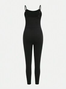 SHEIN Wildeya Teenage Girls' Casual Street Style Simple Strap Jumpsuit With Cropped Pants