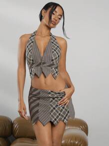 Hauture Women's Plaid Printed Simple Daily 2-Piece Set - Multicolor - View 4