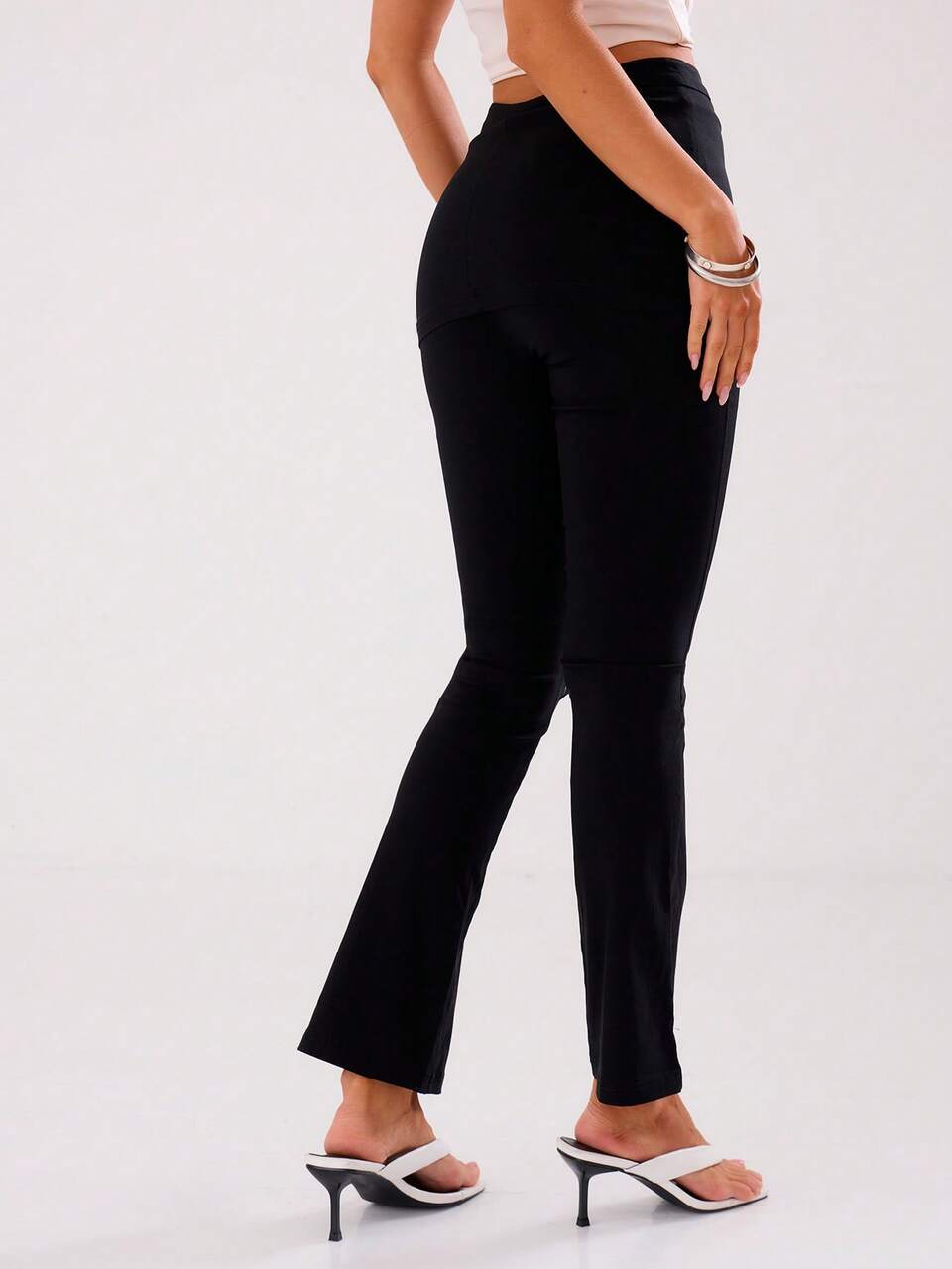 Business Flared Fitted Skirt Over Trousers Y2k 90's Summer Chic Elegant Casual