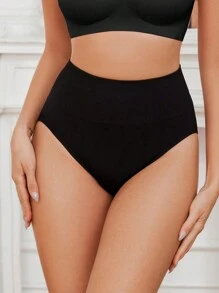 Seamless High Waist Shapewear Panty - Black - View 5