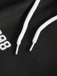 Manfinity EMRG Manfinity Sporsity 返校季男士拼色简约日常抽绳短裤 - 黑色 - 查看 5