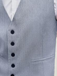 Manfinity Bizformal Men Solid V Neck Button Front Waistcoat - Grey - View 6