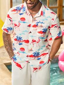 Manfinity Homme Áo sơ mi ngắn tay cổ bẻ cỡ lớn dành cho nam - Nhiều màu - Xem 5