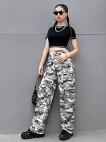 SHEIN Camouflage Loose Casual Pants For Teenagers