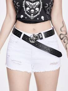 ROMWE Goth 1 chiếc thắt lưng trang trí hình ngôi sao bất đối xứng khoét rỗng màu đen dành cho nữ, phù hợp cho mọi hoạt động hàng ngày - màu đen - Xem 1