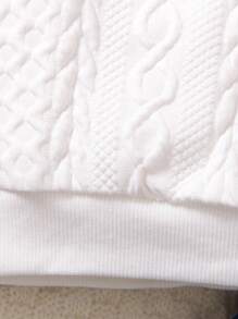 SHEIN Vintaside Kids 2pcs Young Boys Jockey Graphic Print Textured Knit Crew Neck Sweatshirt & Washed Denim Long Pants Outfit, Suitable For Back To School, Autumn/Winter, Halloween, Christmas - White - View 8