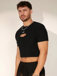 FeverCity 男士梯形開口背部短款針織上衣