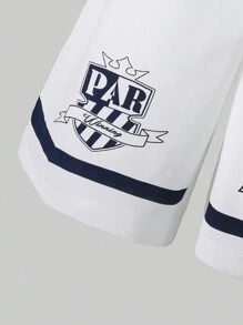 SHEIN 2 chiếc áo thun nam tay ngắn in họa tiết và quần short thường ngày, dành cho thanh thiếu niên và người lớn - màu đen - Xem 6