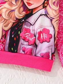 Tween Girls' Cartoon Cat Printed Full Sleeve Cute Sweatshirt