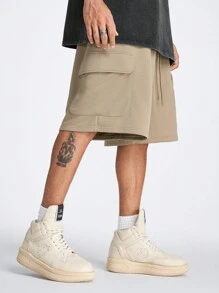 Manfinity NXTstreet Pantalones cortos tejidos holgados para hombre con doble bolsillo lateral, adecuados para el verano - Caqui - Ver 5