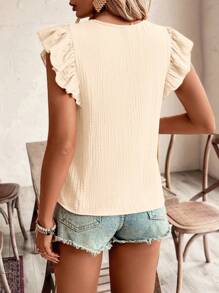 SHEIN Frenchy 100% Cotton Women Top, Cottagecore Aesthetic, Crepe Fabric With Butterfly Sleeves, Open Placket, Loose Fit For All Body Type, Short Summer Top Blouse