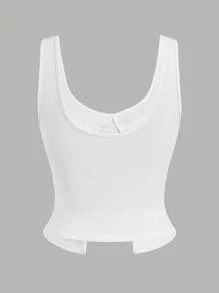 Slaydiva 2024 年新款夏季休闲街头风纯色罗纹针织混纺背心女款