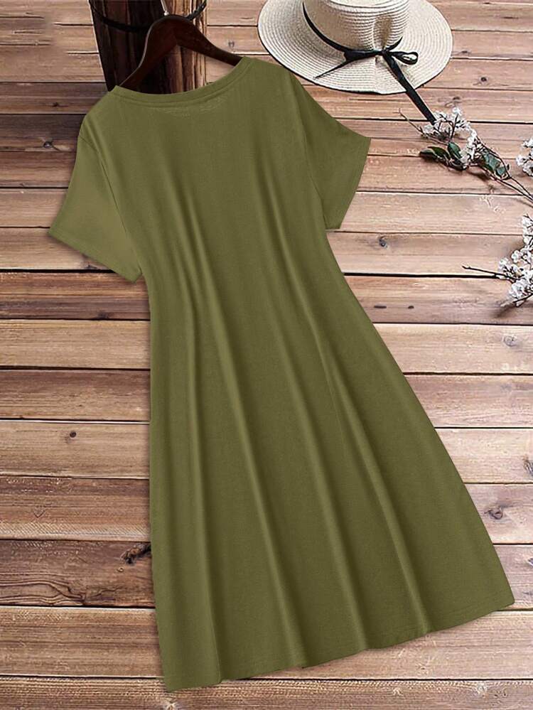 Women's Casual Love Print Round Neck Short Sleeve Bodycon Mini Dress, Summer Suitable For Going Out Chic Dress