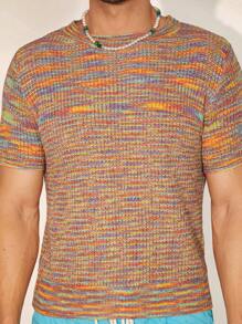 Manfinity Homme Men Round Neck Space Dye Knit Top - Multicolor - View 3