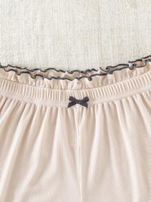 2入組生菜邊蝴蝶結前短睡褲 - 深灰色 - 查看 3