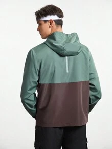 In My Nature Men's Color Block Hooded Outdoor Jacket - Dusty Blue - View 2