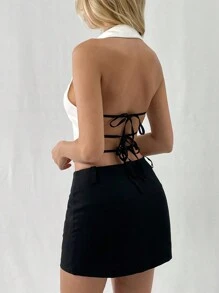 Sweetra Áo vest cổ yếm hở lưng gợi cảm mùa hè dành cho nữ - trắng - Xem 2