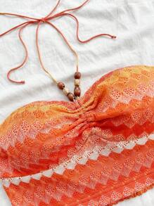 Soleia WYWH Women Vacation, Graduation, Wedding, Easter Party Lunch Casual Summer Dress Outfit, Lightweight Knit Textured Halter Elastic Hem Cropped Tank Top, Orange Color