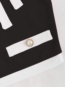 Sweetra Contrast Trim Tie Front Tee Graphic Tees Women Tops