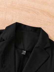 Traje de blazer y pantalón de primavera y otoño de unicolor informal y ligero - Negro - Ver 6