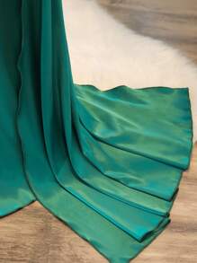 SHEIN Vestido Longo Sereia Ajustado Sem Mangas Verde Esmeralda Elegante, Adequado para Festa, Casamento, Concurso, Halloween, Eventos e Apresentações de Natal, Meninas Pré-Adolescentes - Verde Escuro - Visão 7