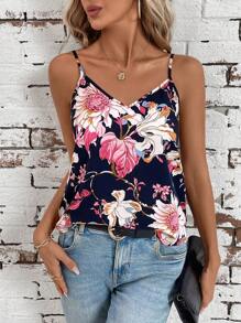 SHEIN Clasi 女士夏季假日花卉印花休閒背心上衣