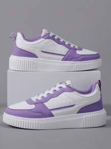Women's Purple Casual Sports Shoes, Contrast Color Design, Popular For Campus And Sports, Comfortable And Breathable, Autumn/Winter,Sneakers For Women - Purple - View 5