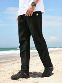 In My Nature Men Letter Graphic Drawstring Waist Outdoor Pants