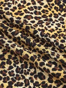 SHEIN Clasi 女式豹紋荷葉邊領褶皺蕾絲撞色背心