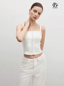 BizChic Women's Business/Office Wear Elegant Open Shoulder Cami Blouse Top, Date Night Outfit - White - View 5