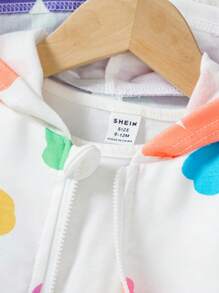 Baby Girls Solid Tank Top & Floral Print Hoodie & Sweatpants For Spring & Autumn