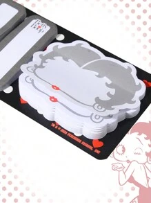 Betty Boop | ROMWE 1 Set Cute Cartoon Self-Adhesive Memo Pad For Leaving Messages And Taking Notes, School - Black and White - View 4
