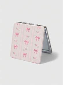 ROMWE 1入組可愛粉色蝴蝶結少女的Kawaii風雙面摺疊鏡，學生時尚必備 - 彩色 - 查看 3